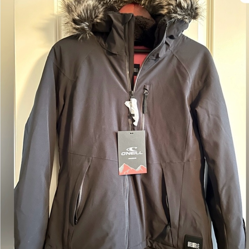 O'Neill Women’s BLACK Jacket with Faux Fur Hood